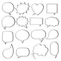 16 Speech bubbles flat style design another shapes without texts hand drawn comic cartoon style set vector illustration isolated o Royalty Free Stock Photo
