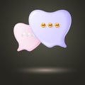 Speech bubbles in the form of hearts. The concept of a dialogue of people in love.