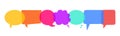 Speech bubbles hand drawn icon collection. Simple bright rainbow colored transparent dialog boxes isolated vector set Royalty Free Stock Photo