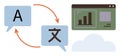 Language Translation Flow with Data Visualization and Digital Connectivity Royalty Free Stock Photo