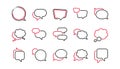 Speech bubbles line icons. Social media message, comic bubbles and chat. Linear set. Vector Royalty Free Stock Photo