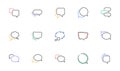 Speech bubbles line icons. Social media message, comic bubbles and chat. Linear set. Vector Royalty Free Stock Photo