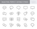 Speech bubbles line icons. Vector illustration include icon - balloon, comment, message, communication, conversation