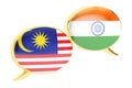 Speech bubbles, Malaysian-Indian translation concept. 3D rendering