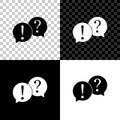 Speech bubbles with Question and Exclamation marks icon isolated on black, white and transparent background. FAQ sign Royalty Free Stock Photo