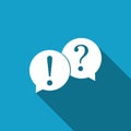 Speech bubbles with Question and Exclamation marks icon isolated with long shadow Royalty Free Stock Photo