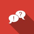 Speech bubbles with Question and Exclamation marks icon isolated with long shadow Royalty Free Stock Photo
