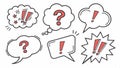 Question and exclamation mark bubbles, communication signs, expression and query vector design Generative AI