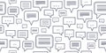 Speech bubbles seamless vector background, endless pattern with dialog signs, talk and discussion theme, social media