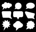 Speech bubbles set. Blue Vector icons isolated. Thought , speech bubble. Dream cloud. Talk balloon. Quote box. Text, information Royalty Free Stock Photo