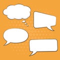 Speech bubbles set on orange background. Pop art comic style Royalty Free Stock Photo