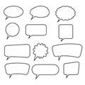 Speech Bubbles Set of Outlined Circle Distorted Rectangle and Square Blank Trendy Shapes, Black Elements on White Background, Royalty Free Stock Photo