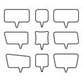 Speech Bubbles Set of Outlined Distorted Rectangle Blank Trendy Shapes, Black Elements on White Background, Vector Flat Royalty Free Stock Photo