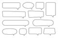 Speech bubbles set of outlined distorted rectangle and square. Trendy line shapes, blank speech balloon, chat bubble.