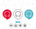 Headphones line icon. Music listening sign.