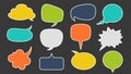 Speech bubbles for text. Dialogue talk comic colorful empty clouds, flat blank message or comment geometric balloons Royalty Free Stock Photo