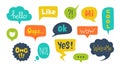 Speech bubbles with text. Hand drawn trendy design elements with grunge texture and rough edges. Vector doodle set Royalty Free Stock Photo