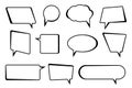 Speech bubbles text set, chat box icons, message box in flat design isolated on white background. Balloon doodle style Royalty Free Stock Photo