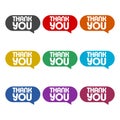 Speech bubbles thank you icon, color set