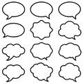 Speech bubbles. Varied, outlined shapes for communication text, quotes, and thoughts Royalty Free Stock Photo