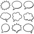 Speech bubbles varied shapes, black outline. Vector Royalty Free Stock Photo