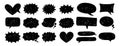 speech bubbles in various shapes set. Crayon grunge texture communication frames. Textbox cloud, chat text boxes Royalty Free Stock Photo