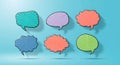 Vibrant Speech Bubbles Pop Art Style Cartoon Chat Boxes Blue Background Copy Space Royalty Free Stock Photo
