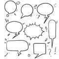 Speech bubbles. Vintage word bubbles, retro bubbly comic shapes. Thinking and speaking clouds with doodle vector set