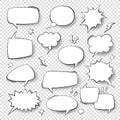 Speech Bubbles. Vintage Word Bubbles, Retro Bubbly Comic Shapes. Thinking Clouds With Halftone Vector Set