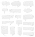 Speech bubbles white stickers paper background, blank labels tags Royalty Free Stock Photo