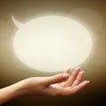 Speech bubbles on woman hand Royalty Free Stock Photo