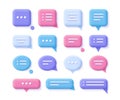 Speech, communication, dialogue bubbles - realistic icon set. 3d vector illustration Royalty Free Stock Photo