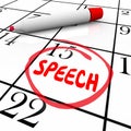 Speech Date Circled Calendar Important Speaking Engagement Reminder