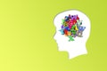 Speech defect in the head is lot of letters and words Royalty Free Stock Photo