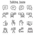 Speech, Discussion, Speaking, meeting & Hand Language icon set