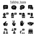 Speech, Discussion, Speaking, meeting & Hand Language icon set