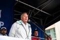 Speech of Gert Cockx, chairman of the NSPV union during a police demonstration, Brussels, Belgium