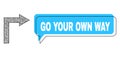 Misplaced Go Your Own Way Chat Balloon and Hatched Turn Right Icon Royalty Free Stock Photo