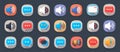 Speech icon chat bubble megaphone notification sound message communication interface flat design colorful ui app button symbol Royalty Free Stock Photo