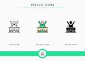 Speech icons set vector illustration with solid icon line style. Government public election concept. Royalty Free Stock Photo