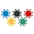 Speech multi-colored figures in the form of a coronavirus on a white transparent background. Place for text. Vector flat Royalty Free Stock Photo