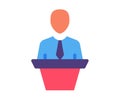 Speech podium speaker single isolated icon with flat style