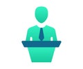 Speech podium speaker single isolated icon with gradient style