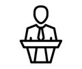 Speech podium speaker single isolated icon with outline style