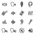 Speech Recognition Device Signs Black Thin Line Icon Set. Vector