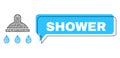 Shifted Shower Speech Frame and Hatched Shower Icon