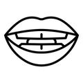 Speech sync icon outline vector. Mouth pronunciation