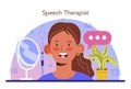 Speech therapist concept. Doctor diagnozing and treating of communication