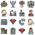Speech therapist icons set vector flat Royalty Free Stock Photo