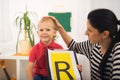 Speech therapist teaches the boys to say the letter R Royalty Free Stock Photo